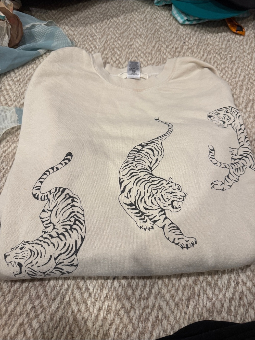 Project Social T Cream Sweatshirt with Black Tiger Print